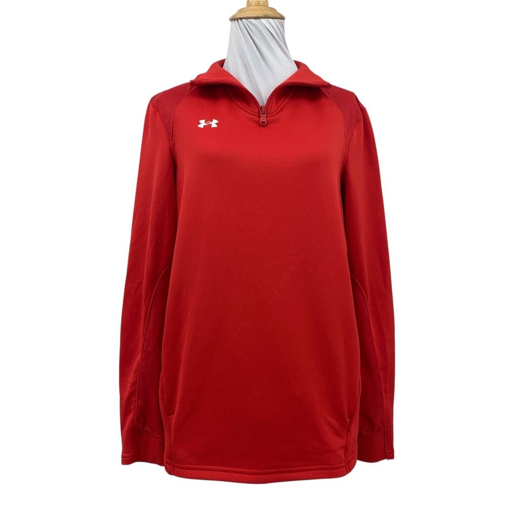 Under Armour Sweatshirt Womens Small Cardinal Command Quarter Zip Loose Pullover